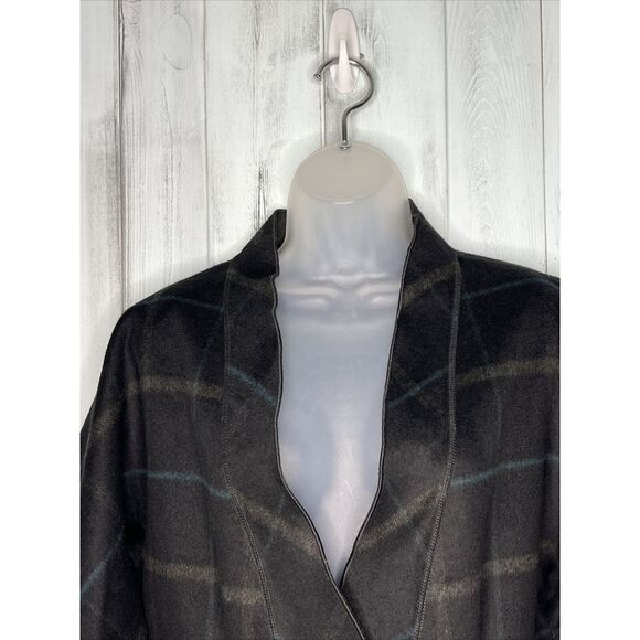 BABETTE SF BLACK PLAID BOILED WOOL BLEND SINGLE BUTTON PLEATED SLEEVE JACKET S - Picture 3 of 16